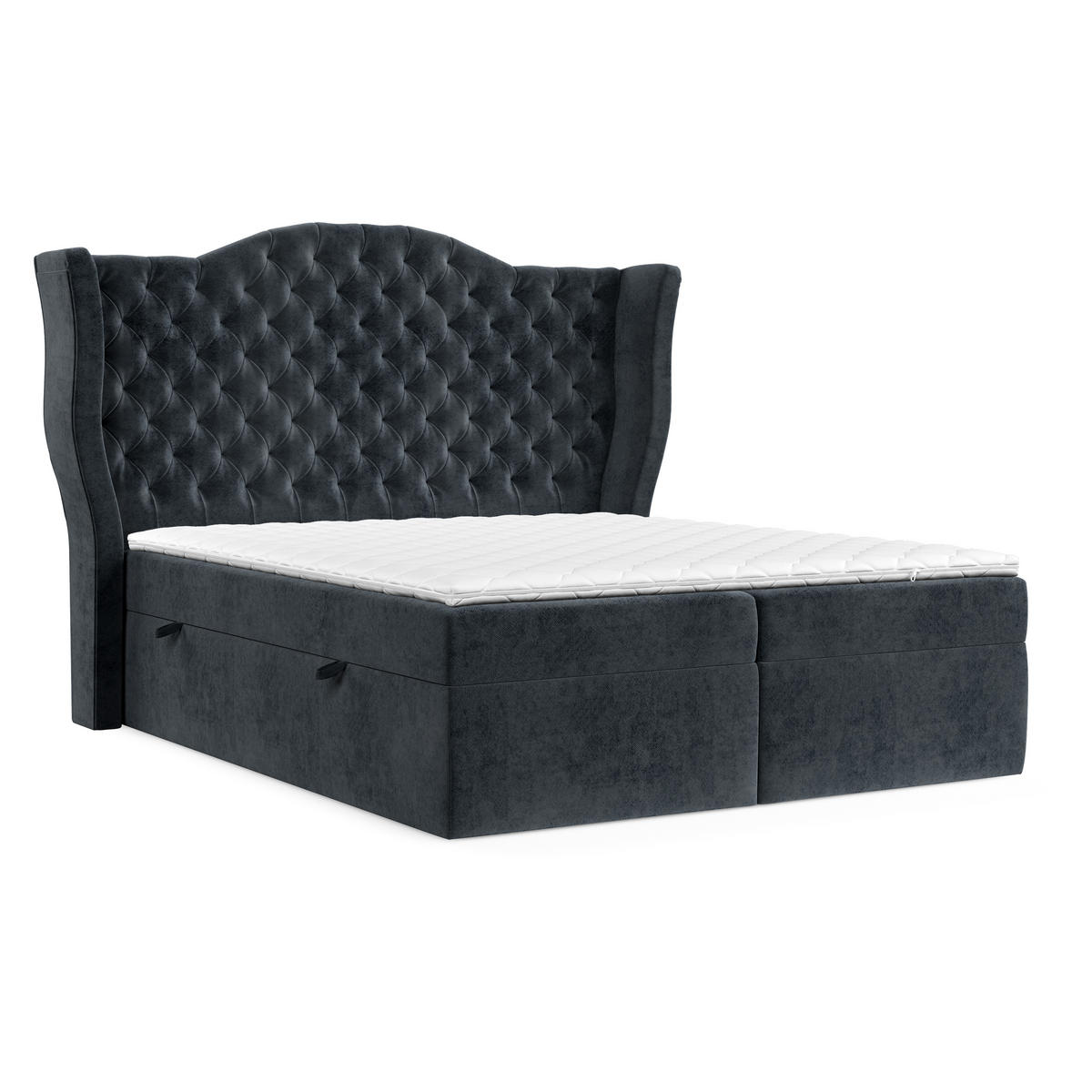 BOXBETT Royal Anthrazit 160/200 cm im Samtstoff - Anthrazit/Schwarz, Holz/Holzwerkstoff (160/200cm) - Maison de Reve