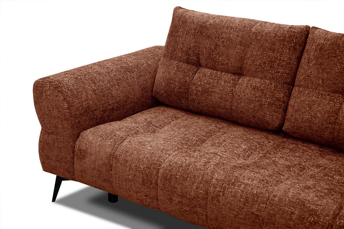ECKSOFA SALVINI 5-Sitzer, dunkelorange - Dunkelorange/Schwarz, Holzwerkstoff/Textil (292/158cm) - Courtois Laville