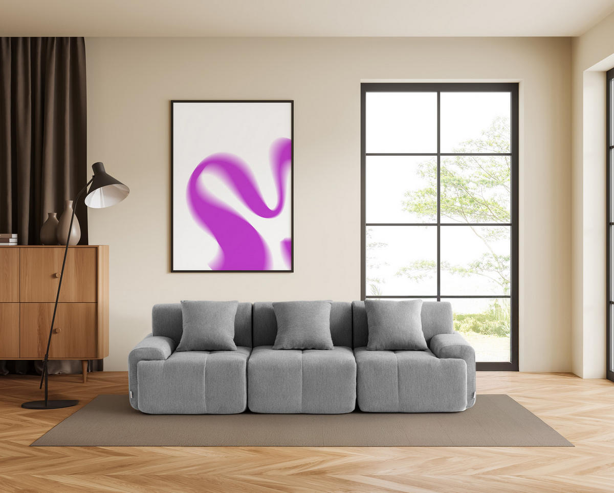 3-SITZER-SOFA Bouclé-Stoff Mineralgrau - Grau, Textil (260/73/95cm) - MILYsofa