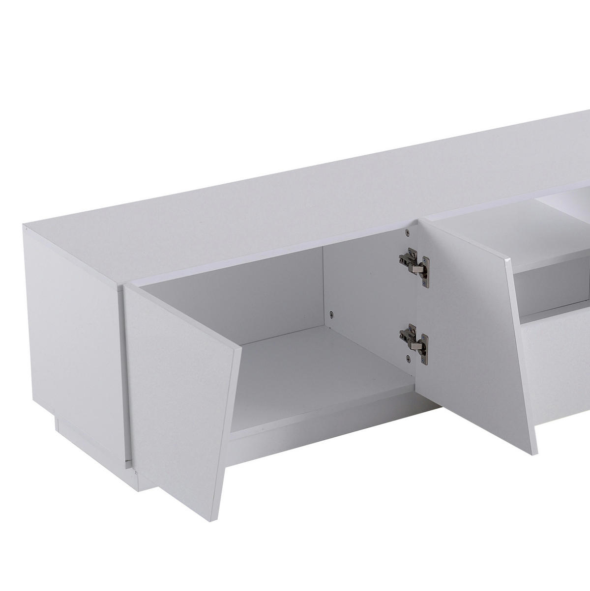 TV ormarić 170/37/42 cm bijeli od MDF-a s četvora vrata i otvorenim policama - bijela, drvni materijal (170/42/37cm) - OKWISH