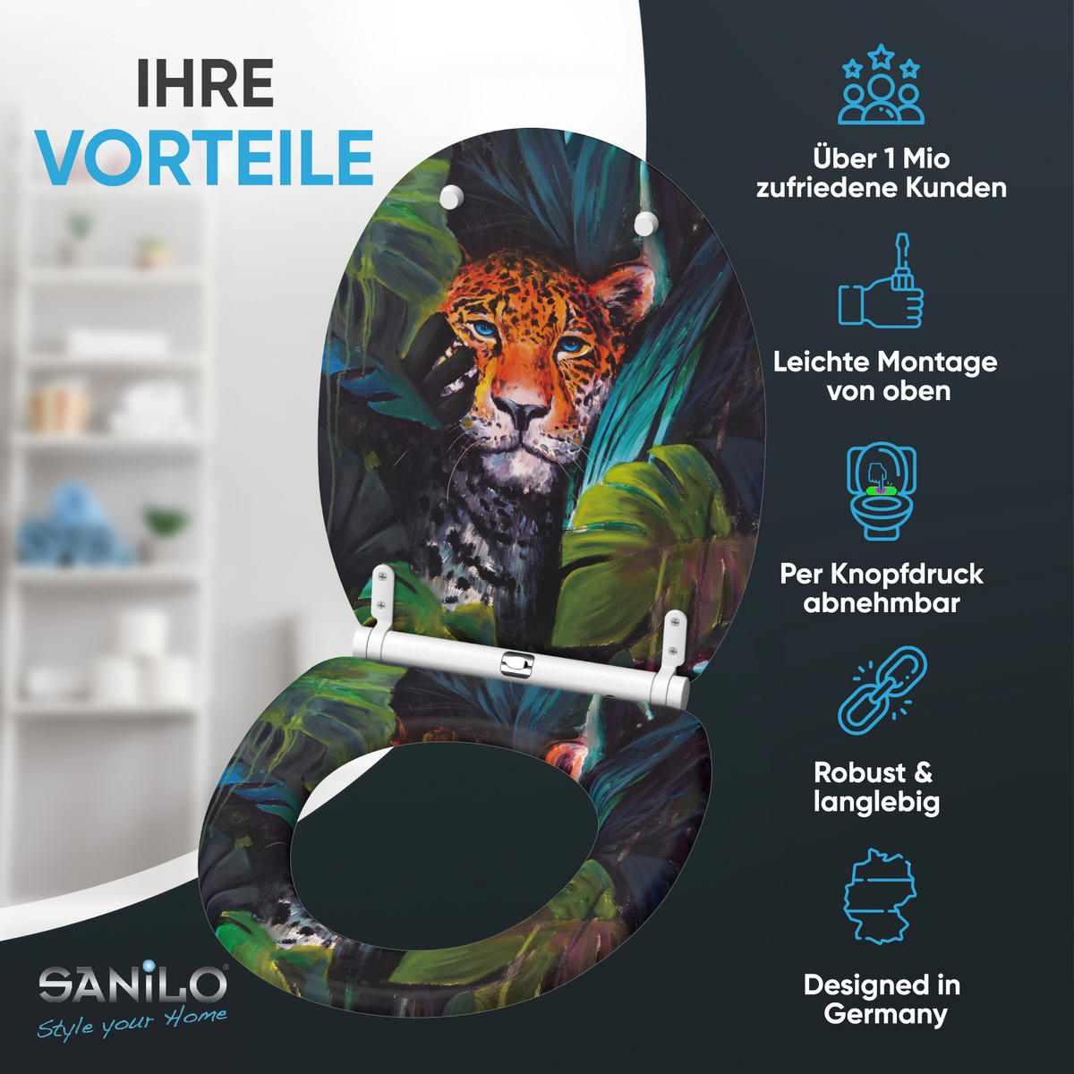 WC-SITZ mit Absenkautomatik & Top Fix Hunter - Braun, Holzwerkstoff (37.7/5.5/48cm) - Sanilo
