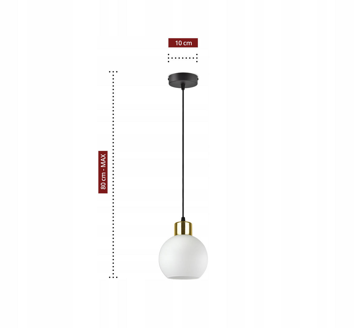 PENDELLEUCHTE Milano Glas - Goldfarben/Schwarz, Glas/Metall (14/14/80cm) - kiki design