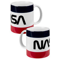 KAFFEEBECHER NASA Weiß/Rot/Blau 320 ml - Multicolor, Keramik (0.32L) - United Labels