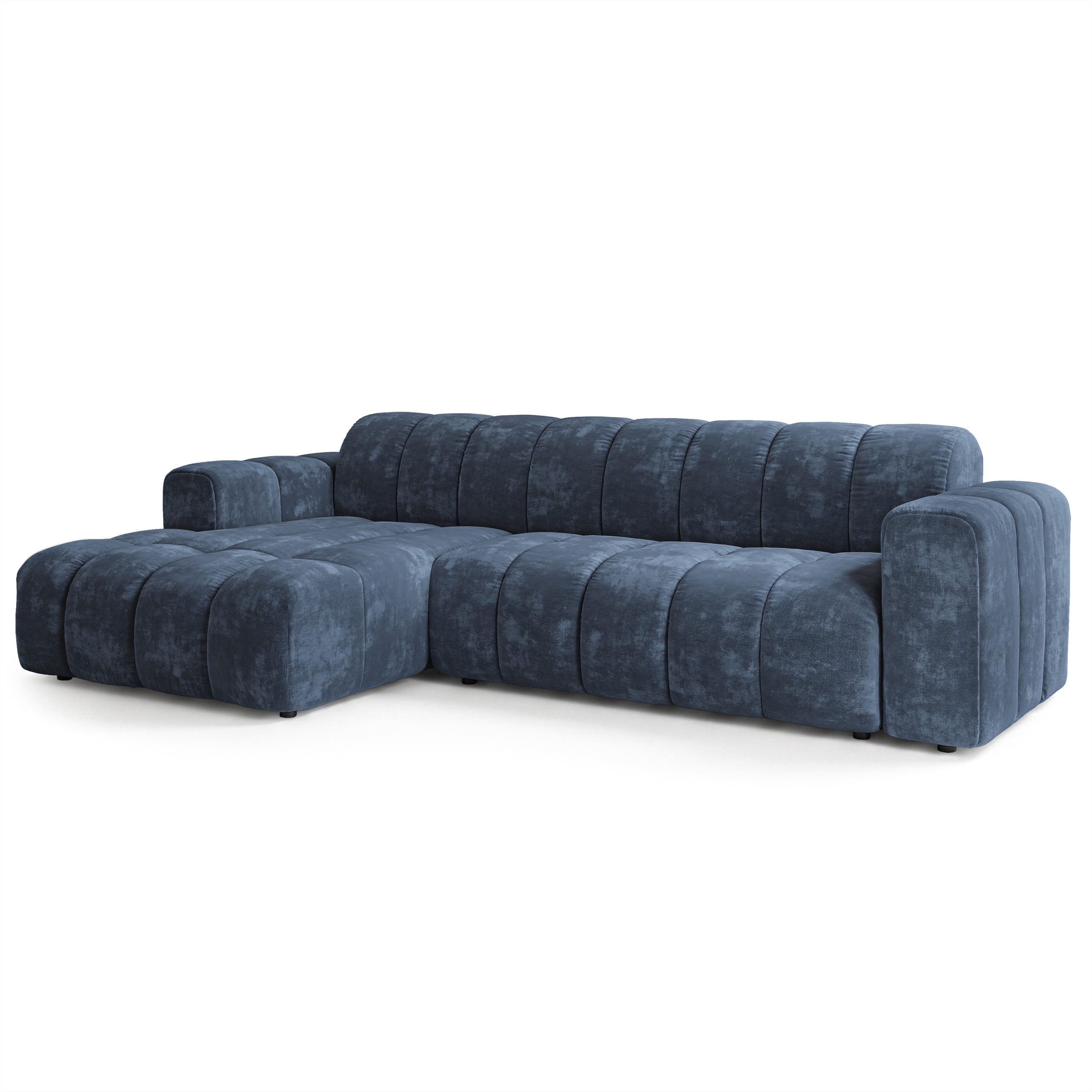 ECKSOFA SETIA LM L-S Blau Chenille - Blau, Holzwerkstoff (304/165cm) - MASSENO