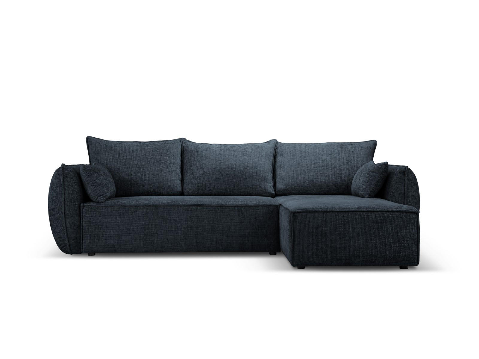 AUSKLAPPBARES-ECKSOFA rechts mit Container Kaelle aus Chenille-Stoff königsblau 4 Sitzplätze - Blau, Textil (165/252cm) - Micadoni