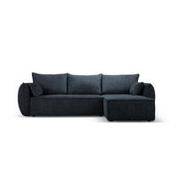 AUSKLAPPBARES-ECKSOFA rechts mit Container Kaelle aus Chenille-Stoff königsblau 4 Sitzplätze - Blau, Textil (165/252cm) - Micadoni