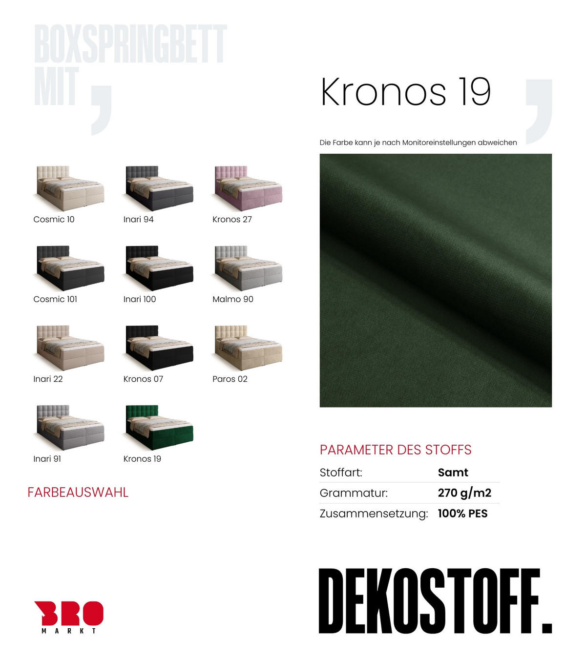 BOXBETT Detroit mit Topper 140/200 Grün - Grün, Holzwerkstoff/Textil (140/200cm) - Bromarkt