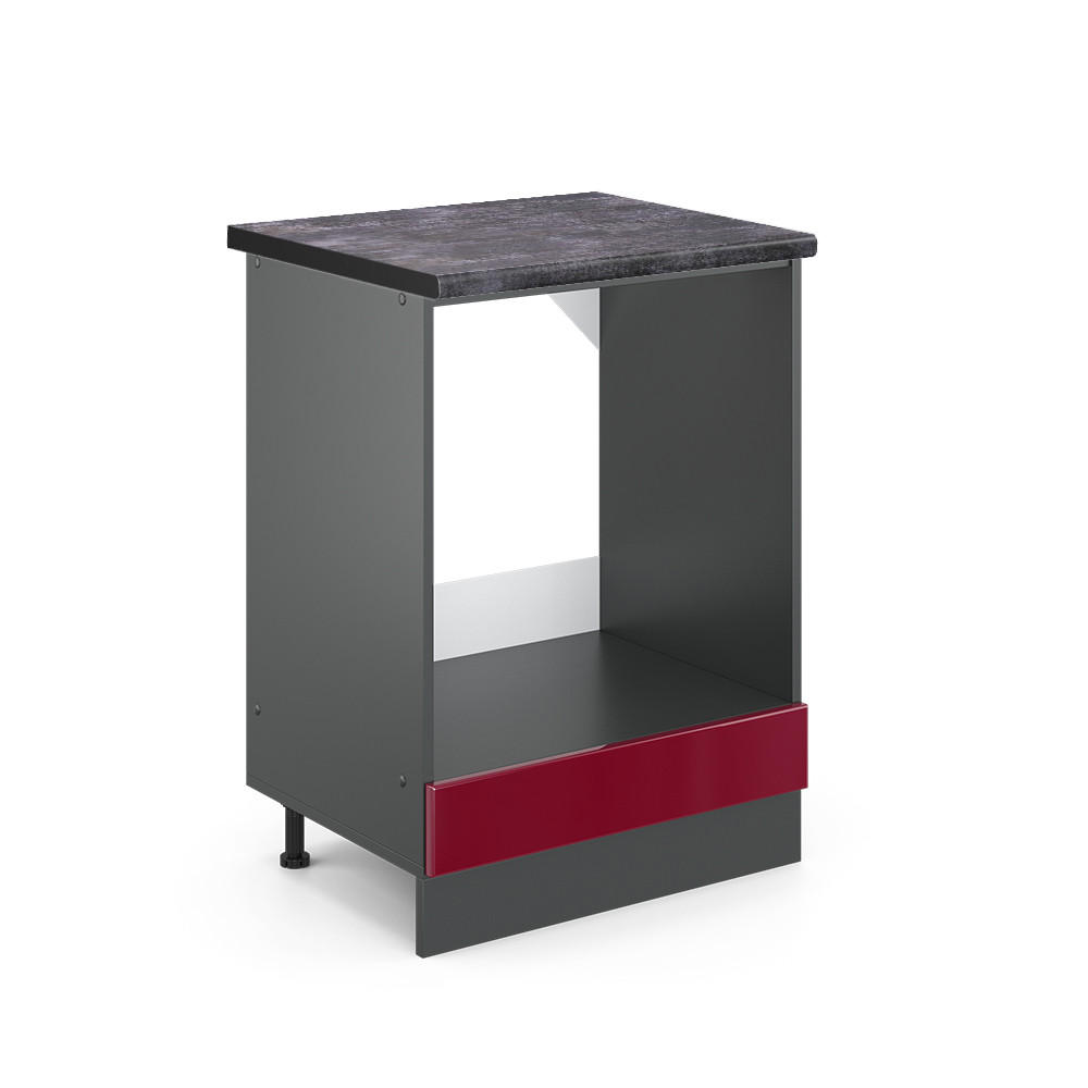 HERDUMBAUSCHRANK R-Line Bordeaux Hochglanz 60 cm, AP Anthrazit - Bordeaux/Anthrazit, Holzwerkstoff (60/81.6/60cm) - Vicco
