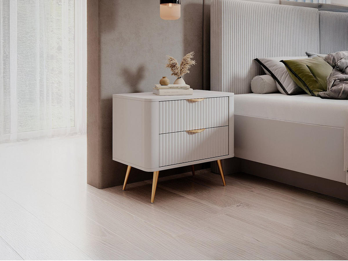 NACHTTISCH - 63.2 cm x 38 cm - Holz, Platte - Weiß - ELONARIA - Weiß, Holz (63.2/55.3/38cm) - Vente-Unique