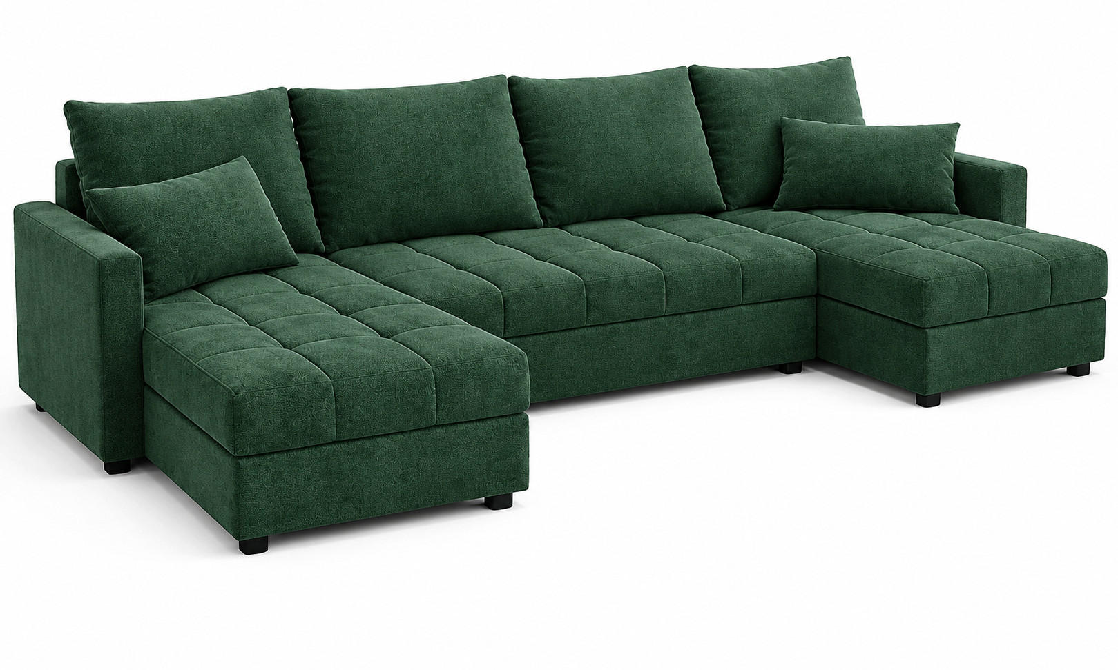 WOHNLANDSCHAFT AURELIA – Ecksofa in U-Form mit Schlaffunktion, Bettkasten & Kissen Stoff KRONOS 287 cm Grün - Grün, Kunststoff (287/140cm) - Wohnideebilder