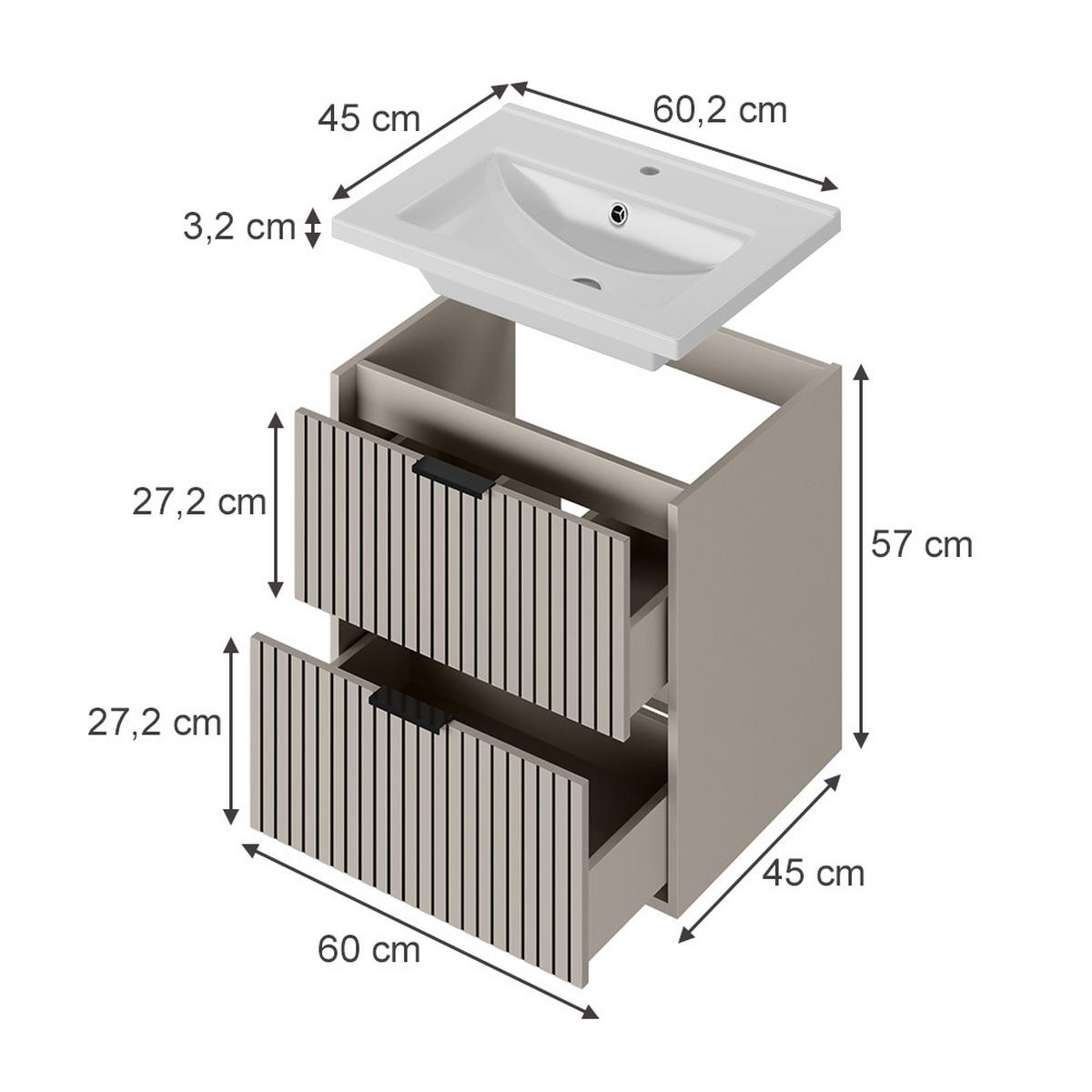 KOUPELNOVÝ NÁBYTEK Ruford Kašmír - kašmírová, kompozitní dřevo (60.2/45/3.2cm) - Vicco