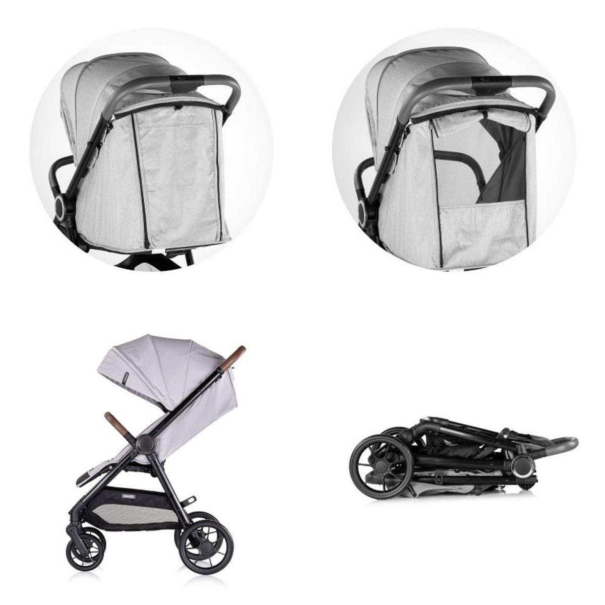 KINDERWAGEN Ultera grau klappbar Korb Federung Hinterradbremse Gurt - Grau, Metall (75/56/102cm) - Chipolino