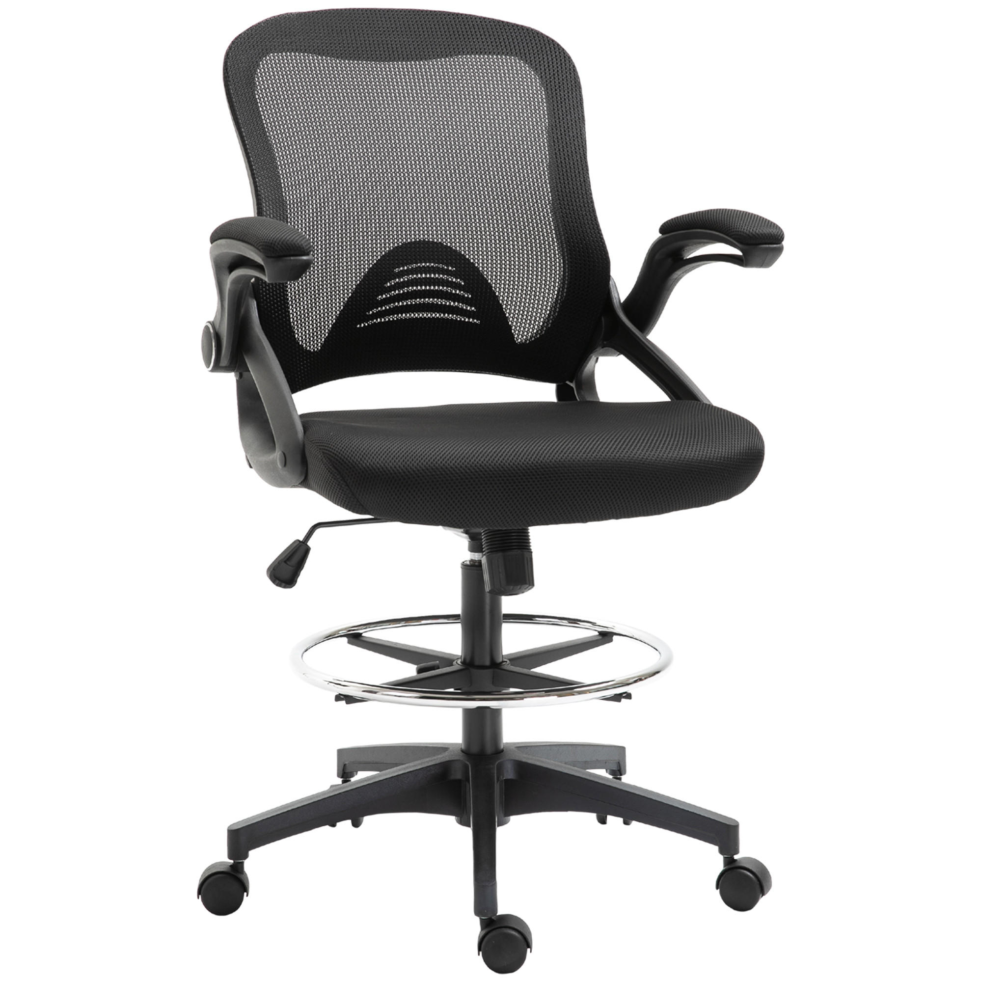Vinsetto MESH Kreslící židle Ergonomická kancelářská židle s kolečky, otočná, černá
