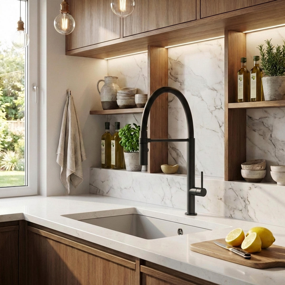 KÜCHENARMATUR Scala Schwarz matt - Schwarz, Metall (27/47/27cm) - Granitan