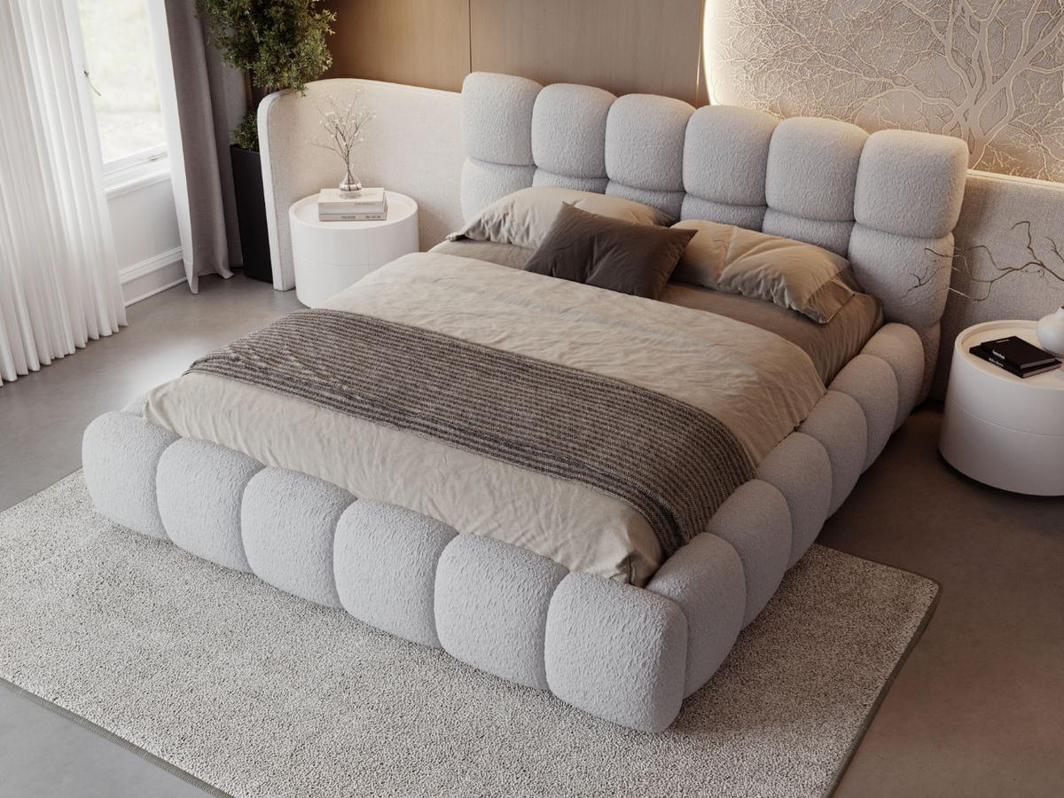 POLSTERBETT Modo 180x200 Bouclé-Stoff Grau - Grau, Textil (180/200cm) - Graingold