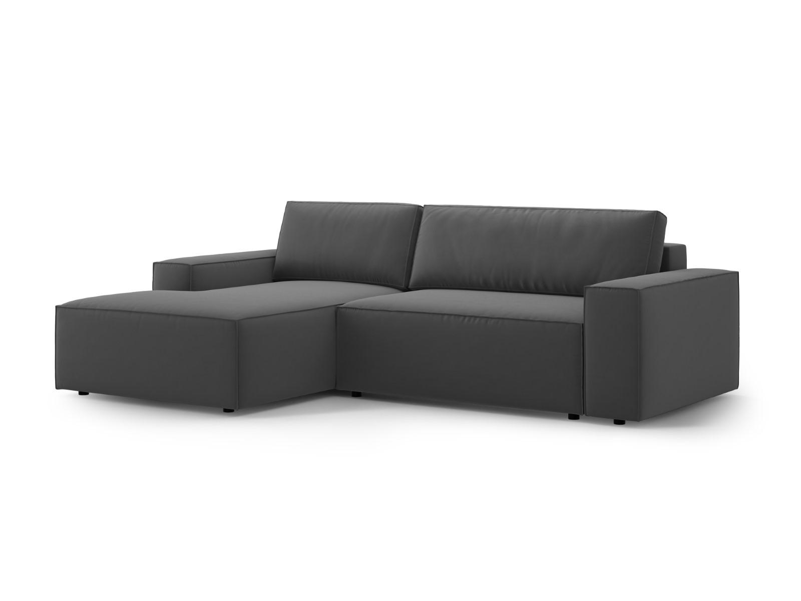 ECKSOFA ausklappbar links mit Container Jodie aus Samt grau 3 Sitzplätze - Grau, Textil (246/151cm) - Micadoni