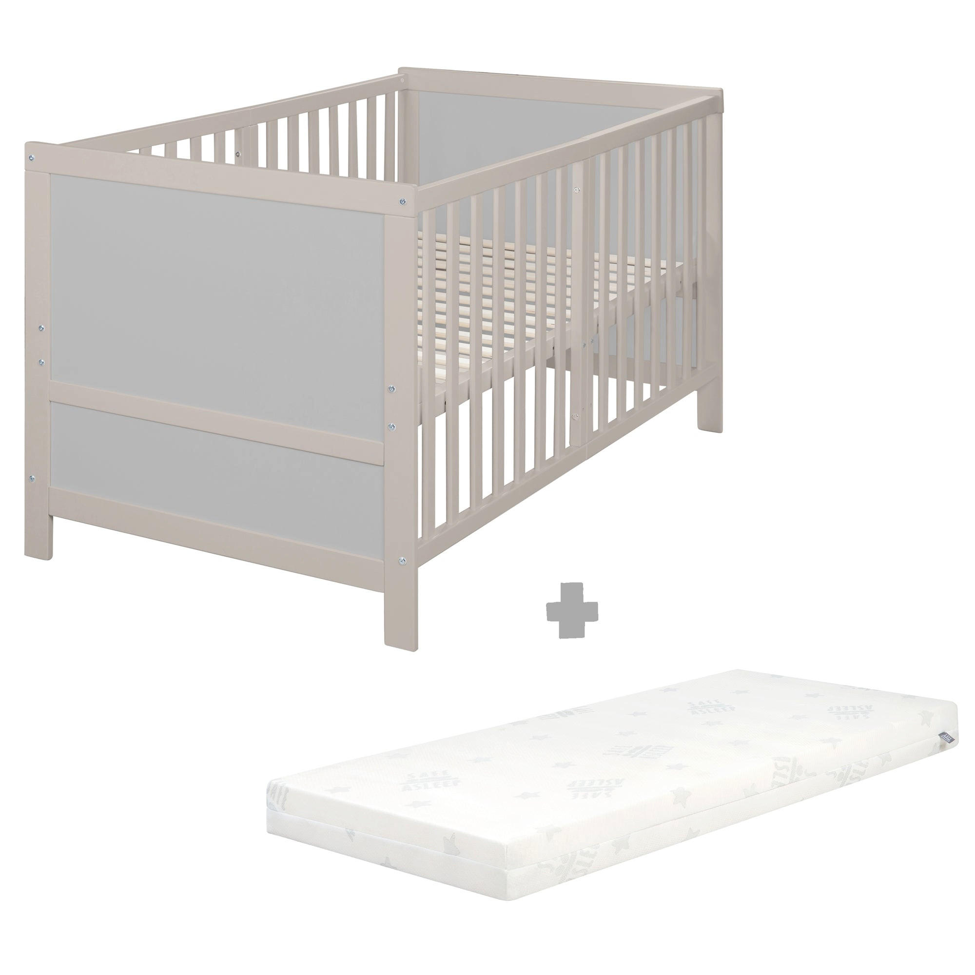 BABYBETT mit Matratze Easy Sleep 70 x 140 cm - Hellgrau, Holzwerkstoff/Textil (70/140cm)