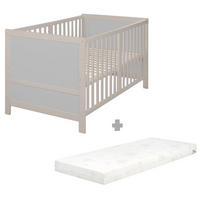 BABYBETT mit Matratze Easy Sleep 70 x 140 cm - Hellgrau, Holzwerkstoff/Textil (70/140cm)