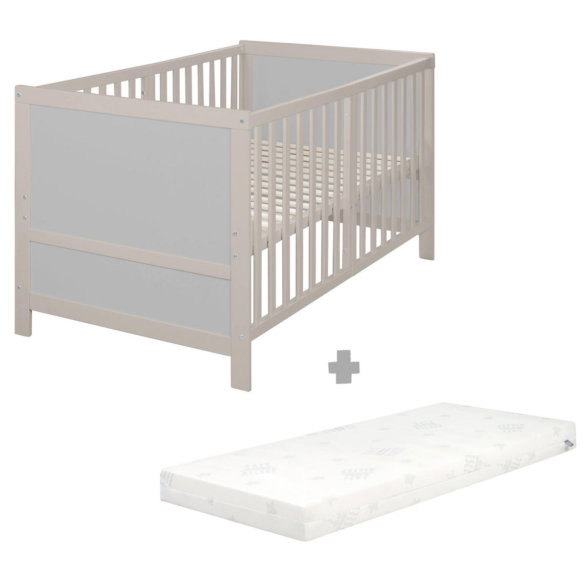 BABYBETT mit Matratze Easy Sleep 70 x 140 cm - Hellgrau, Holzwerkstoff/Textil (70/140cm)
