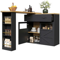 BARTISCH 138-204/39/104 cm mit Stauraum und 360° Drehfunktion in Schwarz - Schwarz, Holzwerkstoff (39/204/104cm) - BEAOK