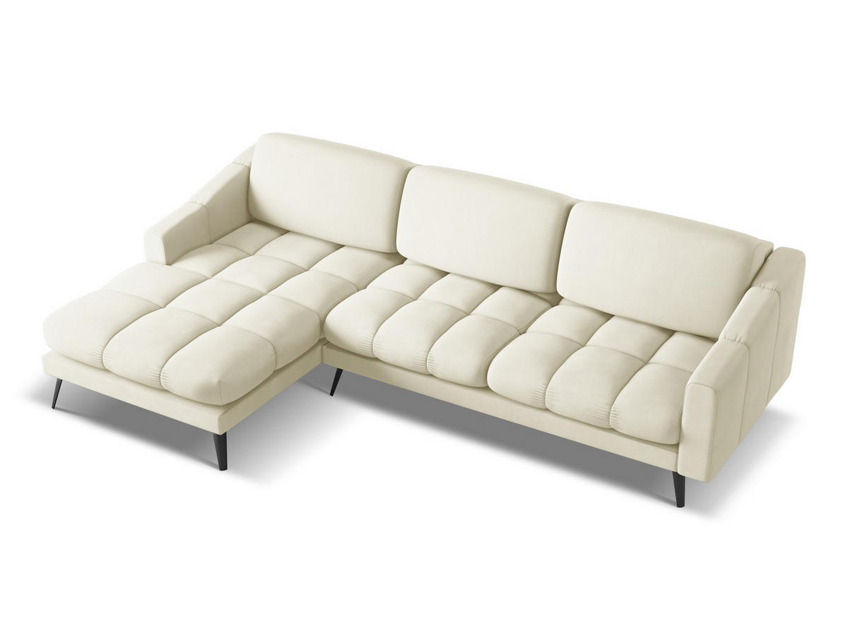 ECKSOFA mit Schlaffunktion Chenille Stoff Schwarz - Anthrazit/Schwarz, Textil/Metall (162/242cm) - Makamii