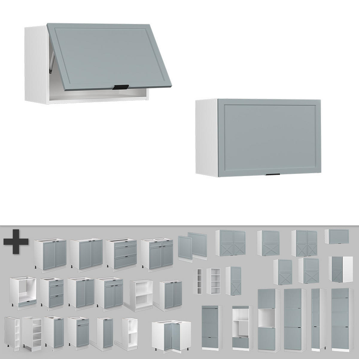 HÄNGESCHRANK Fame-Line Hellblau-grau 60 cm Flach - Blaugrau/Weiß, Holzwerkstoff (60/40/34.1cm) - Vicco