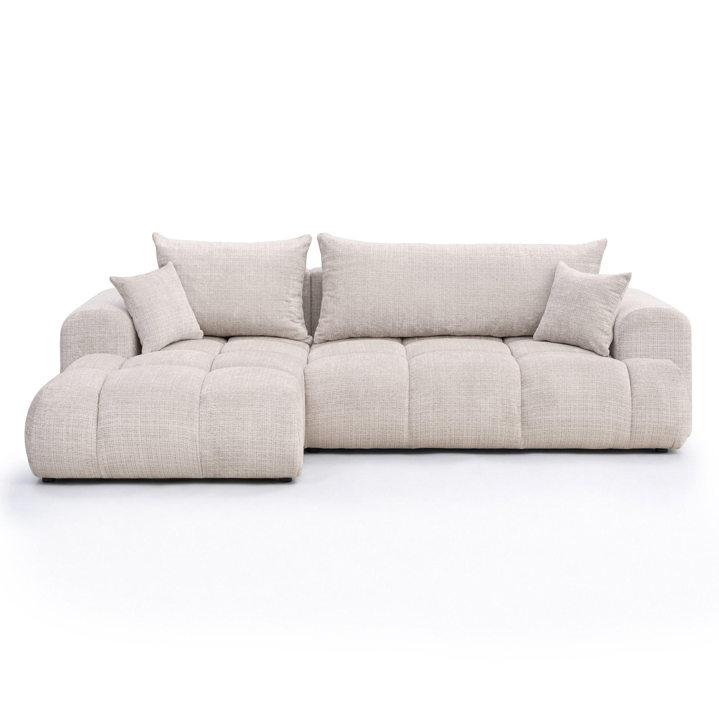 ECKSOFA MILANO mit Schlaffunktion und Bettkasten Creme - Creme, Holzwerkstoff/Kunststoff (250/160cm) - Idohome