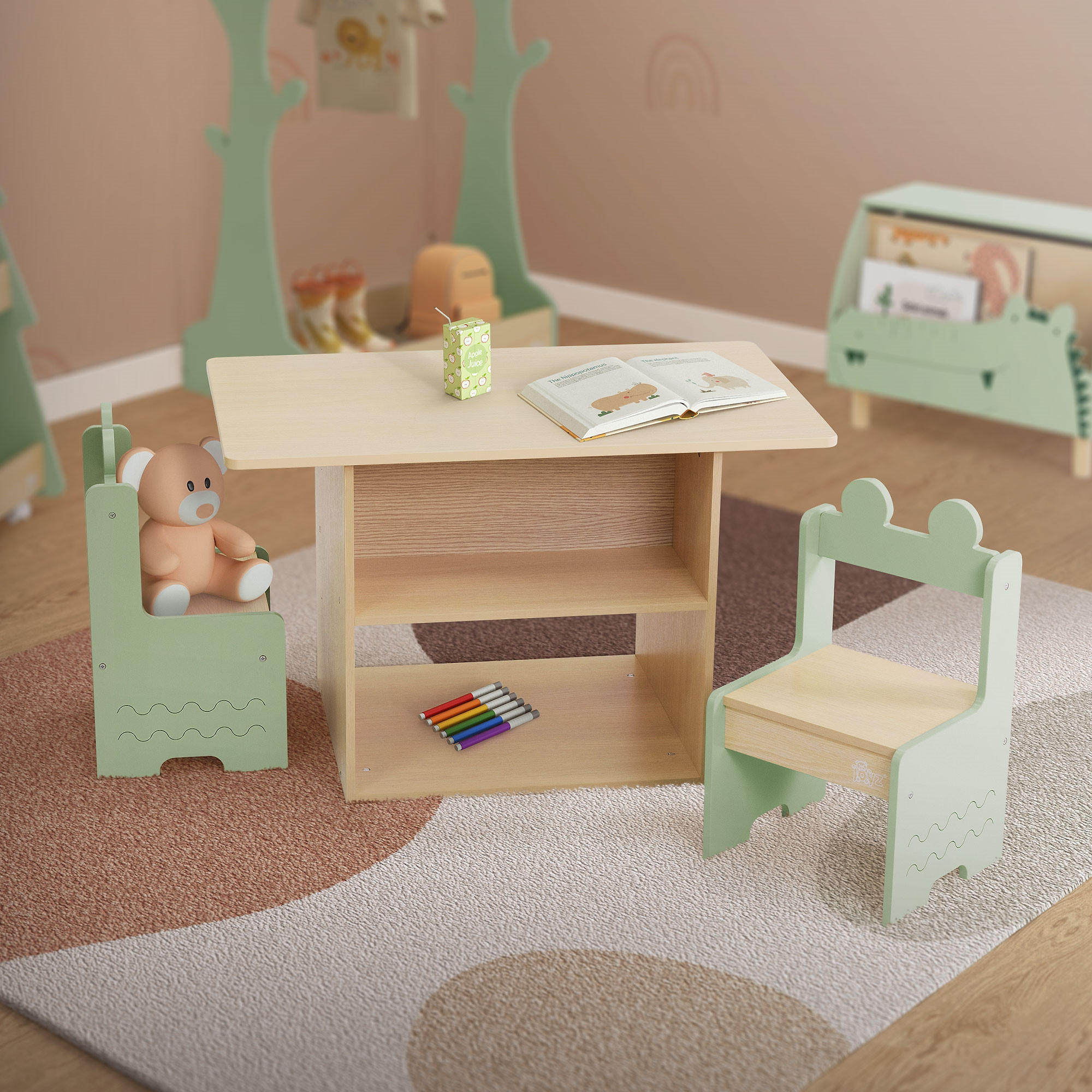SITZGRUPPE Kinder - Naturfarben, Holz (80/50/48cm) - Joyz