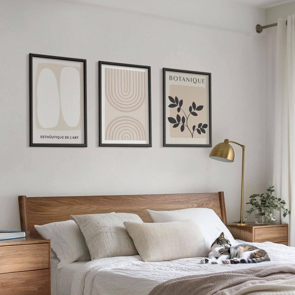 BILDER SET 3er Set - 40x60 cm Schwarzer Rahmen - Boho-Pflanzenposter - Schwarz, Kunststoff (40/60cm) - TULUP