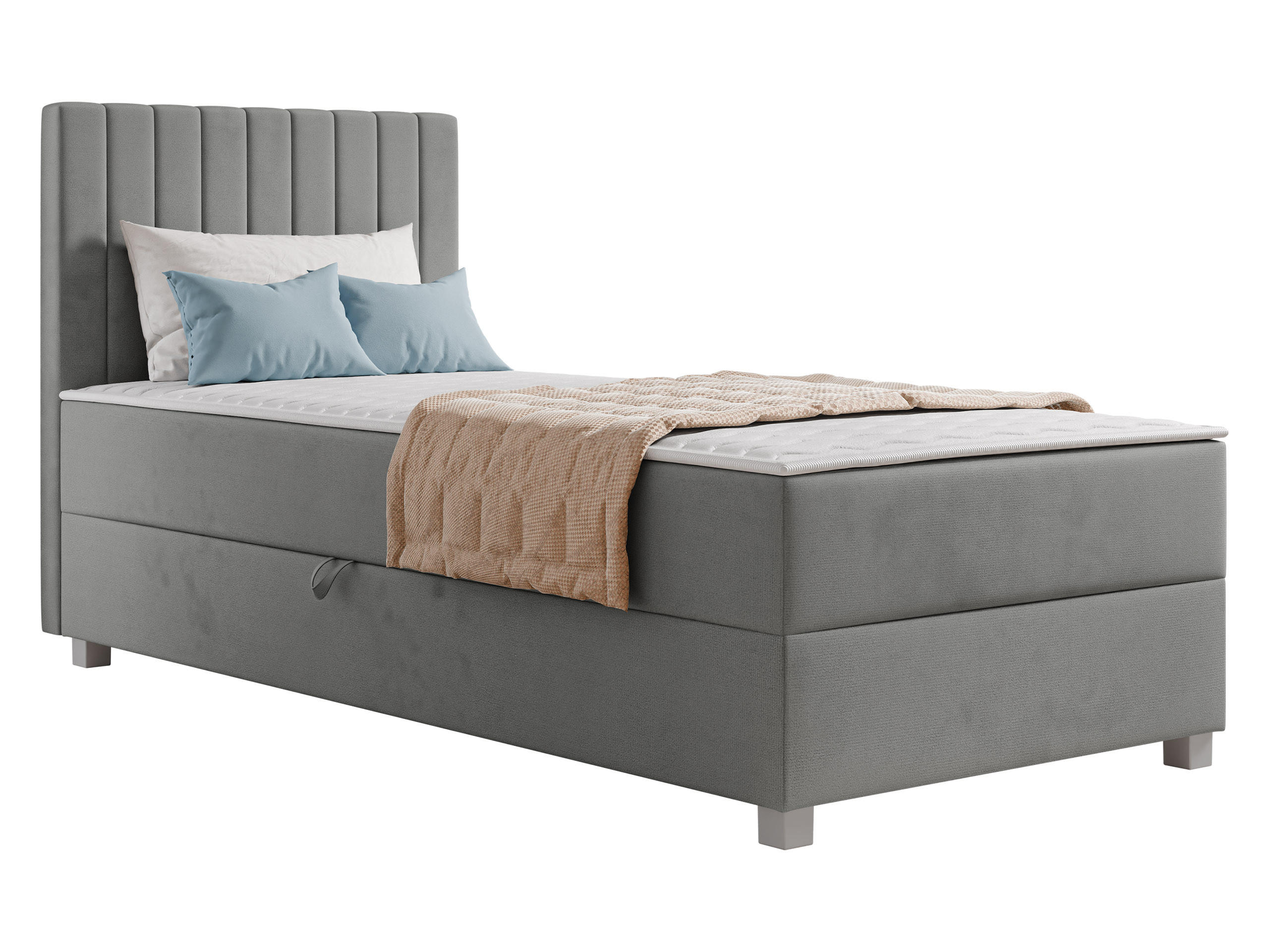 BOXBETT Viki - Silberfarben/Grau, Holzwerkstoff/Kunststoff (90/200cm) - MIRJAN24