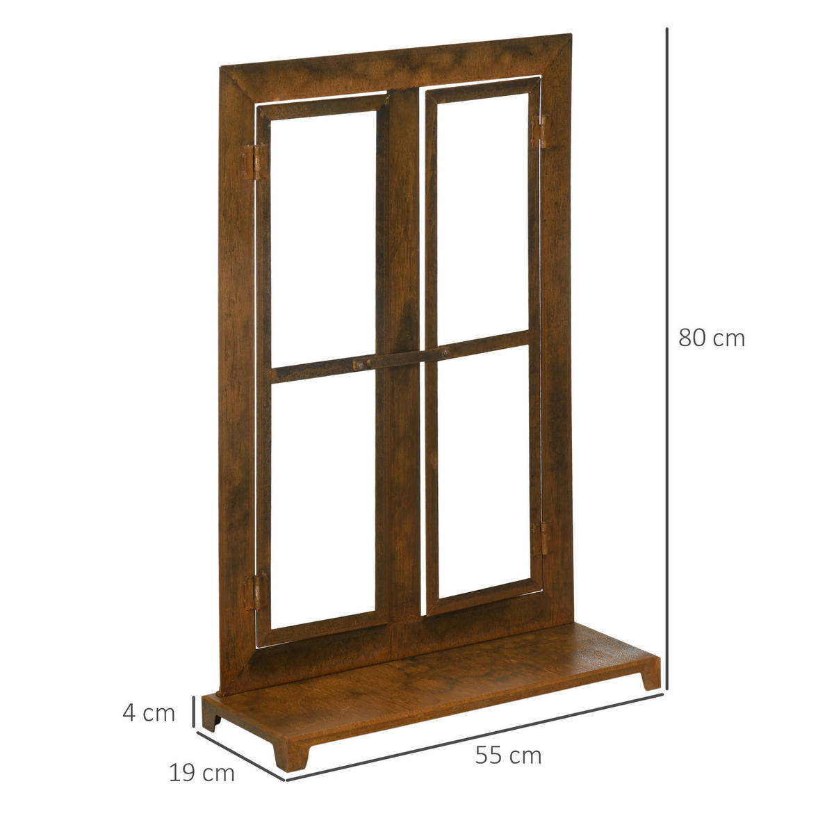 EISENFENSTER, Rustikal-Braun, Eisen - Braun, Metall (19/80/55cm) - Outsunny
