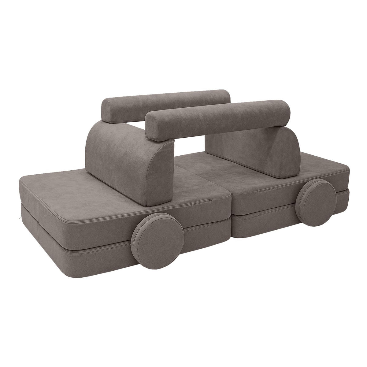 MODULARES Kindersofa aus Schaumstoff – weiches 4-in-1 Spielsofa für Kinderzimmer - Braun, Textil (160/50/76cm) - Bees & Blooms