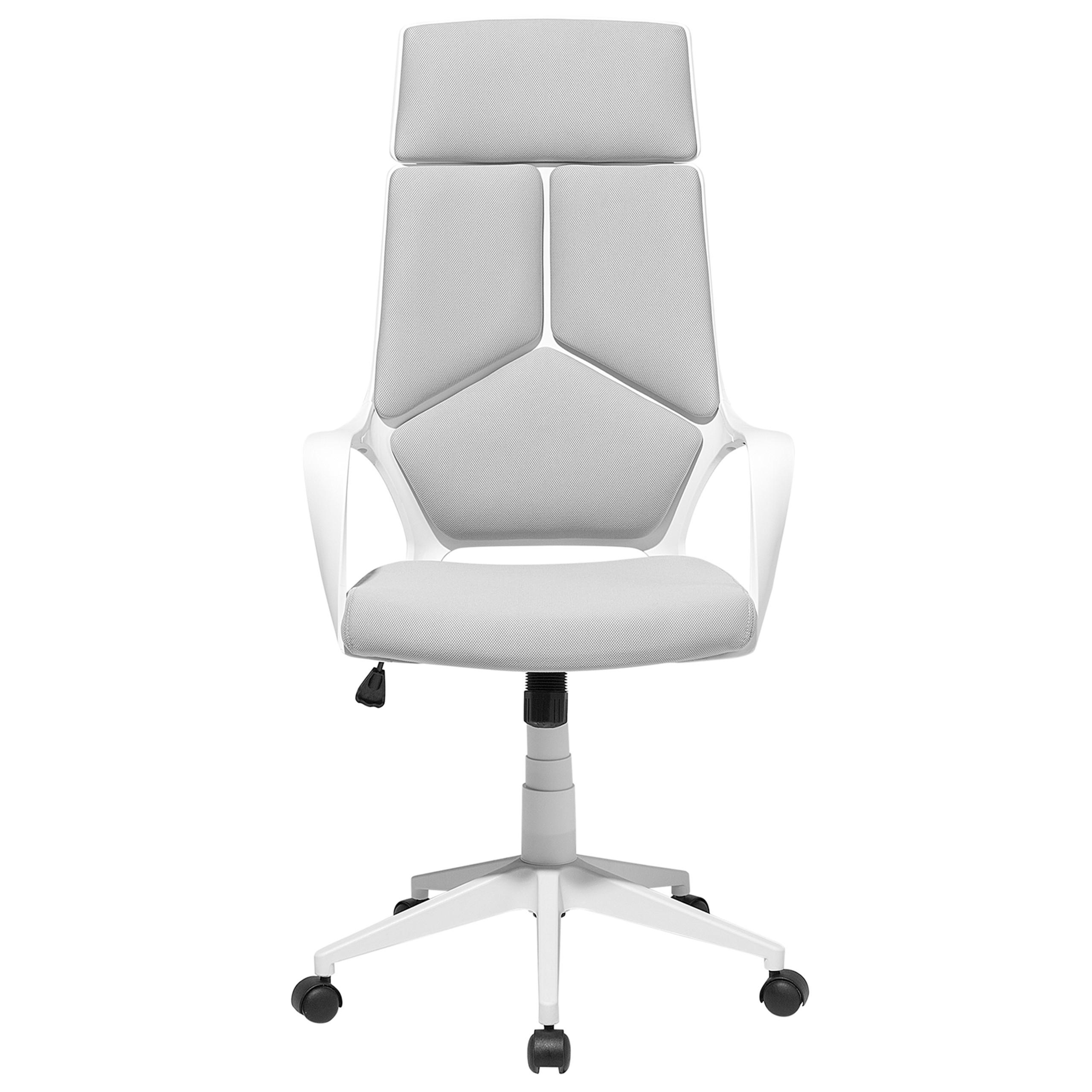 BÜROSTUHL Polyester Weiß/Grau Delight - Grau, Kunststoff/Textil (64/116/64cm) - Beliani