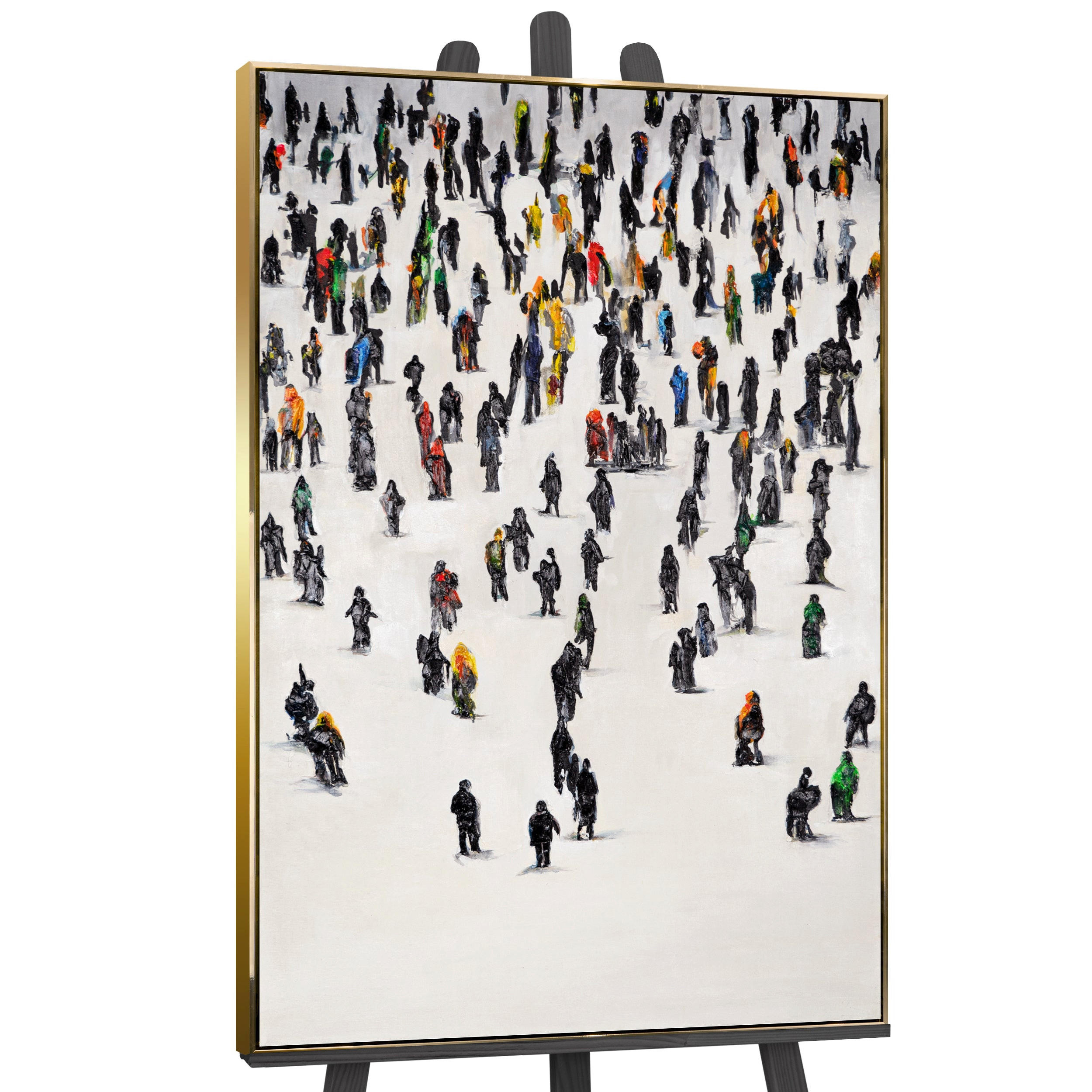 GEMÄLDE Kollektive Bewegung Schattenfugenrahmen Gold 140x100 cm - Goldfarben, Holz (140/100cm) - YS-art gallery