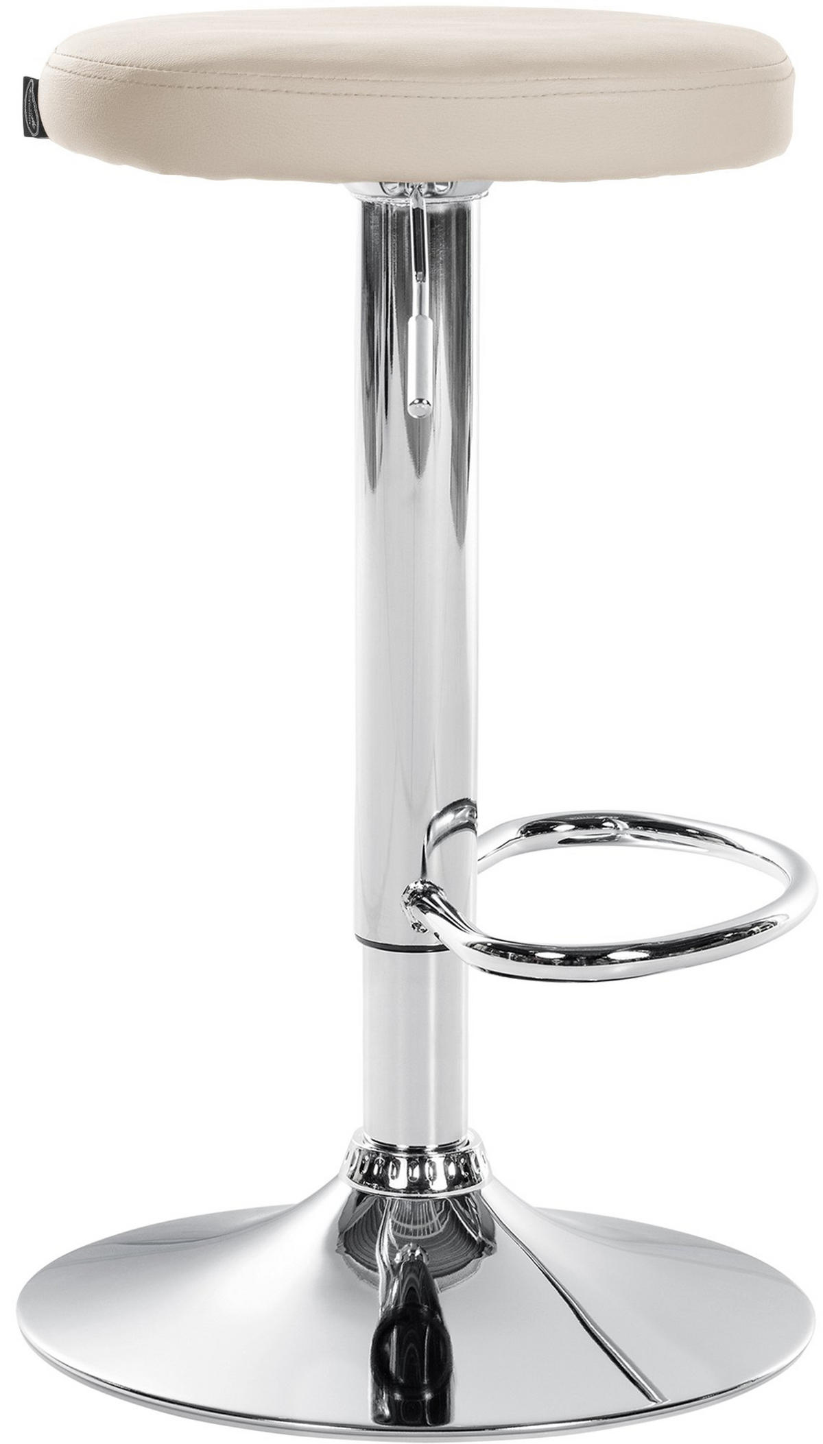 BARHOCKER Pontius Kunstleder chrom creme - Chromfarben/Naturfarben, Kunststoff/Metall (38.5/81/38.5cm) - TPFLiving