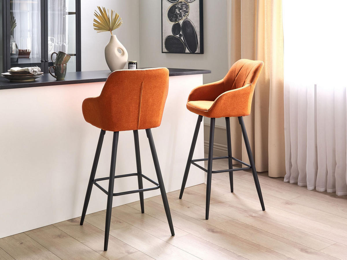 BARSTUHL 2er-Set Polsterbezug Orange Darien - Orange, Textil/Metall (47/104/47cm) - Beliani