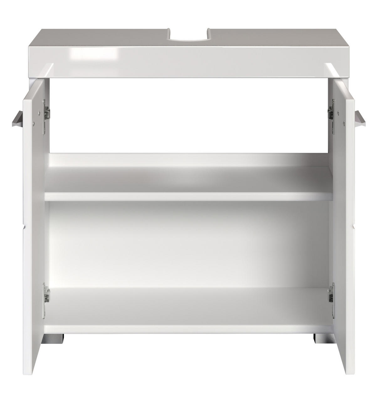 WASCHBECKENUNTERSCHRANK weiß Hochglanz 60 x 56 cm, Badschrank 2-türig - Weiß, Holzwerkstoff/Kunststoff (60/56/34cm) - Top.Furn