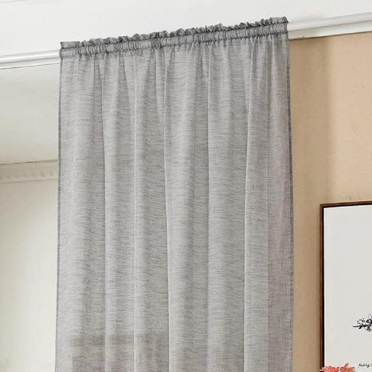 GARDINEN Leinenoptik 140 x 225 cm Dunkelgrau 1 Stück - Dunkelgrau, Kunststoff (140/225cm) - Woltu