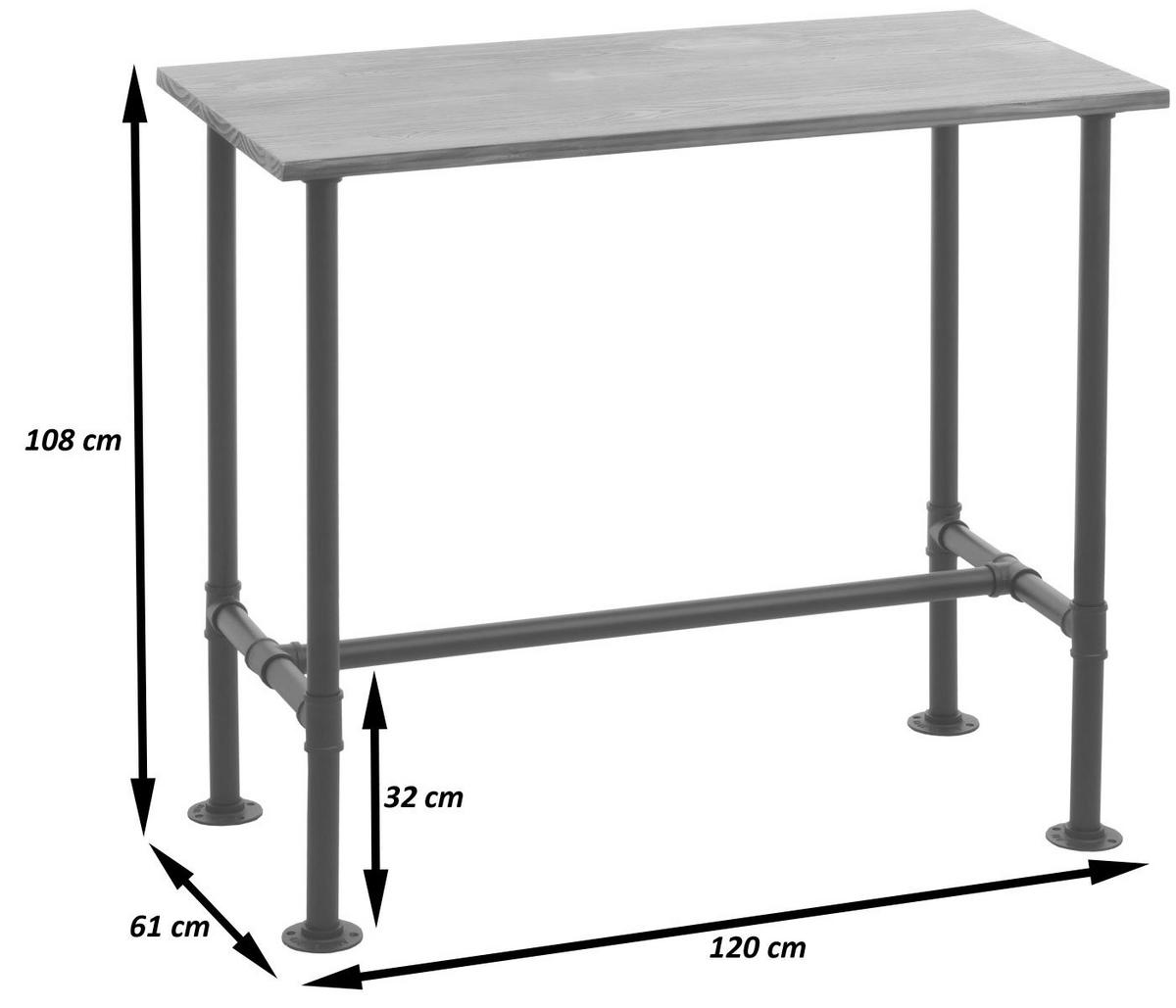 BARTISCH eckig Schwarz, Braun - Schwarz/Braun, Holz (61/120/108cm) - MCW