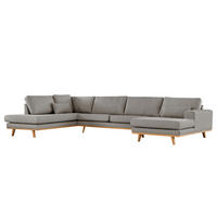 WOHNLANDSCHAFT mit Longchair - Graubraun/Buchefarben, Textil (371/81/219cm) - home24