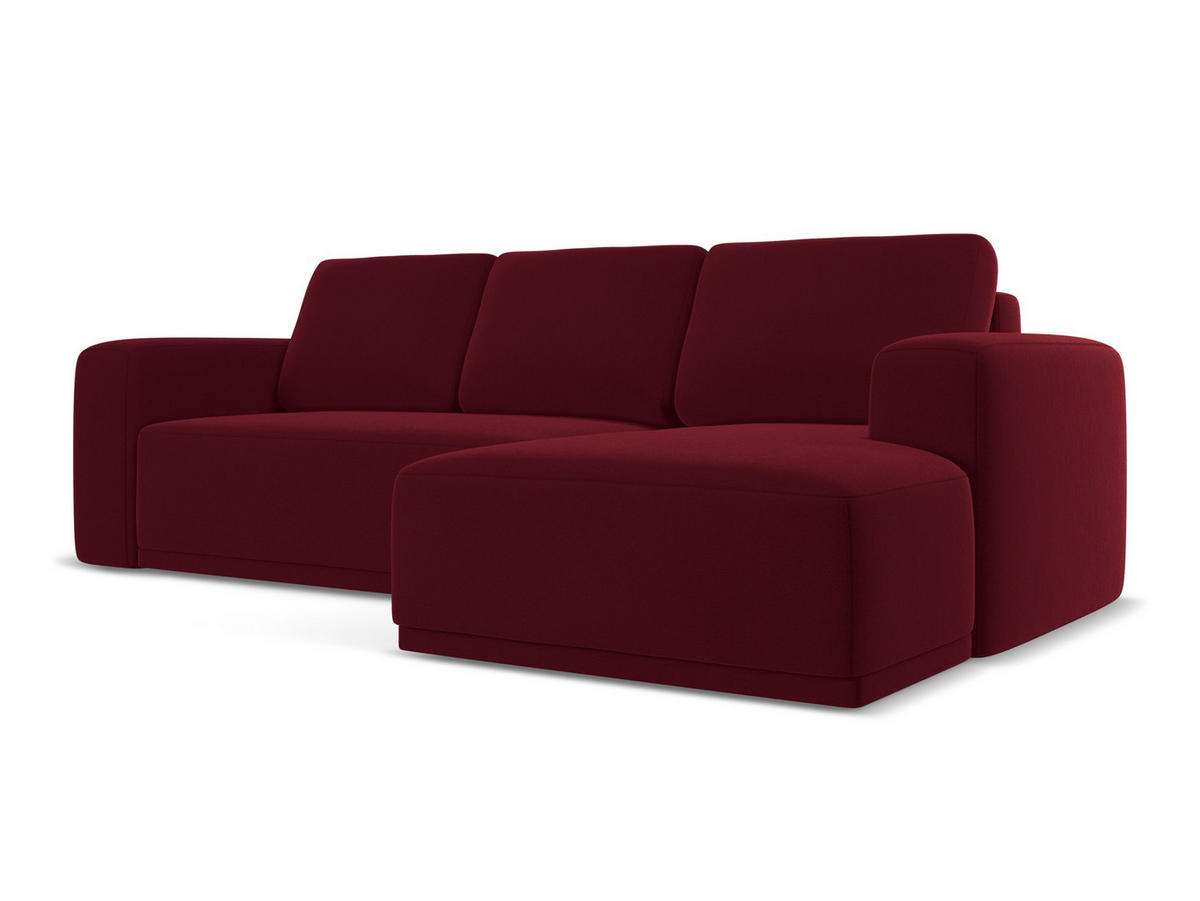ECKSOFA mit Schlaffunktion Samt Stoff Rot - Bordeaux/Rot, Kunststoff/Textil (258/160cm) - Makamii