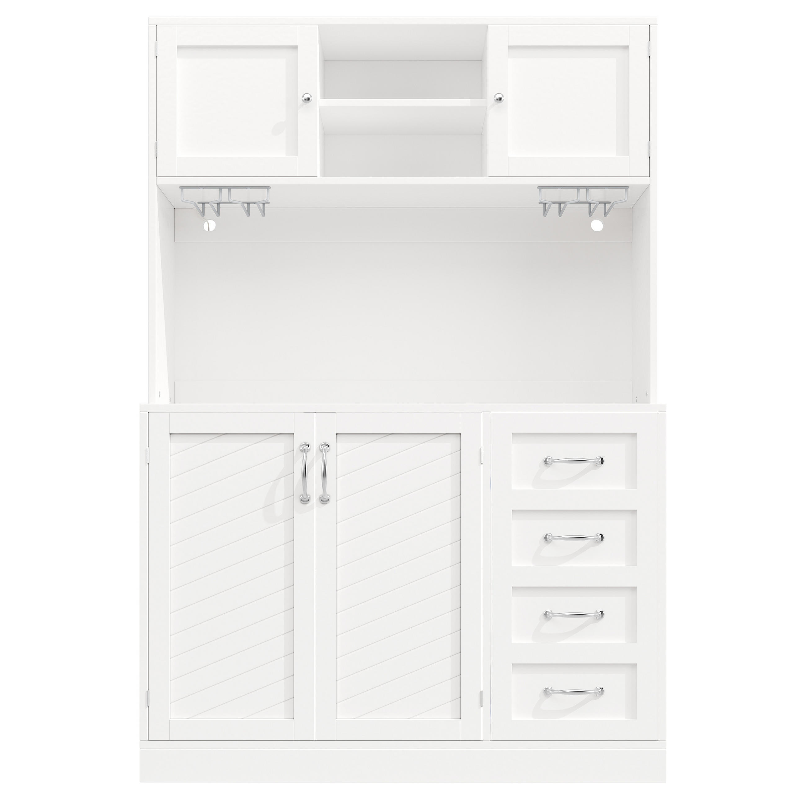 BUFFETSCHRANK Kombi Weiß 120/40/188 cm - Weiß, Holz (120/188/40cm) - PANGIVO