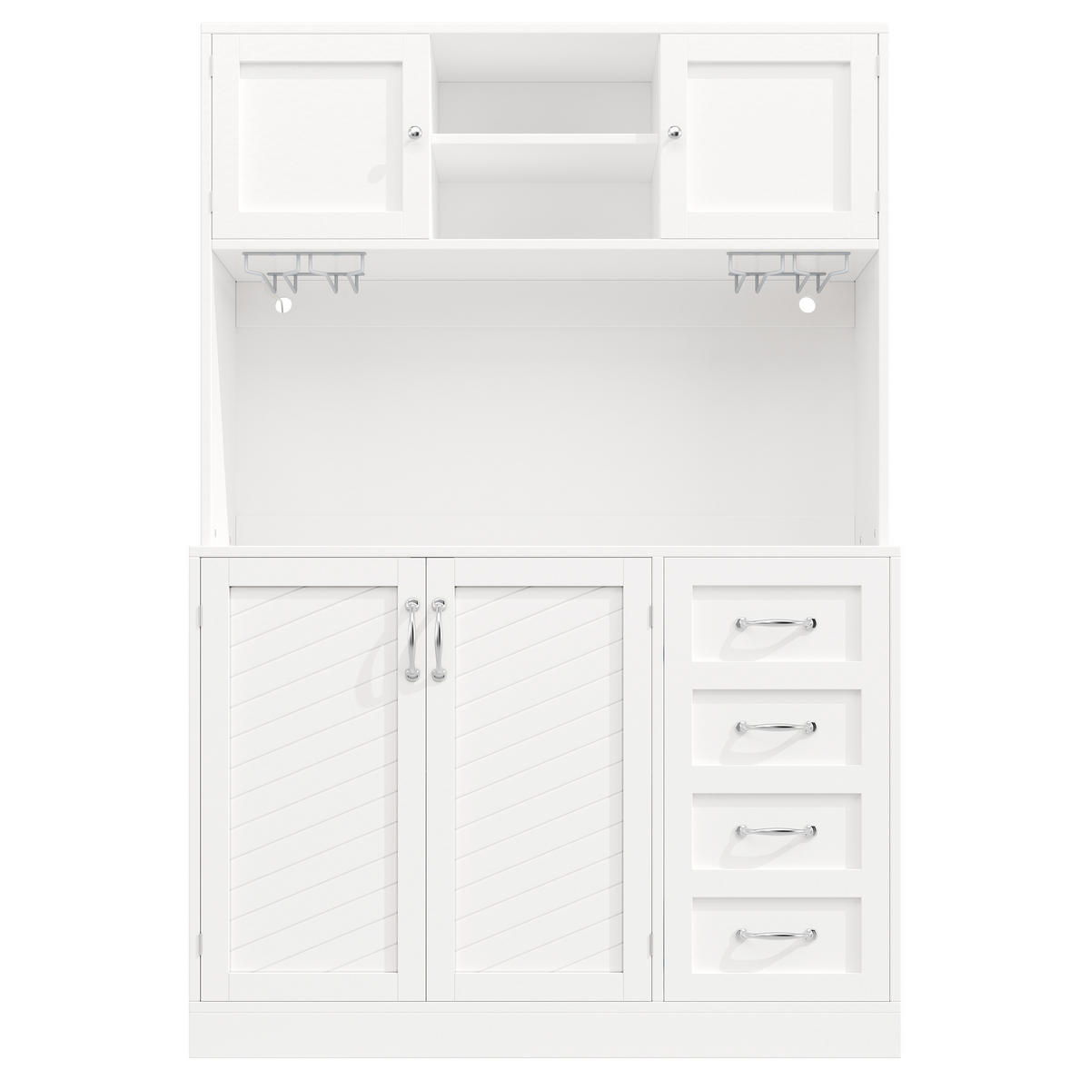 GESCHIRRSCHRANK aus MDF 120x40x188 cm in Weiß mit LED-Lichtleiste - Weiß, Holzwerkstoff (120/180/40cm) - Modfu