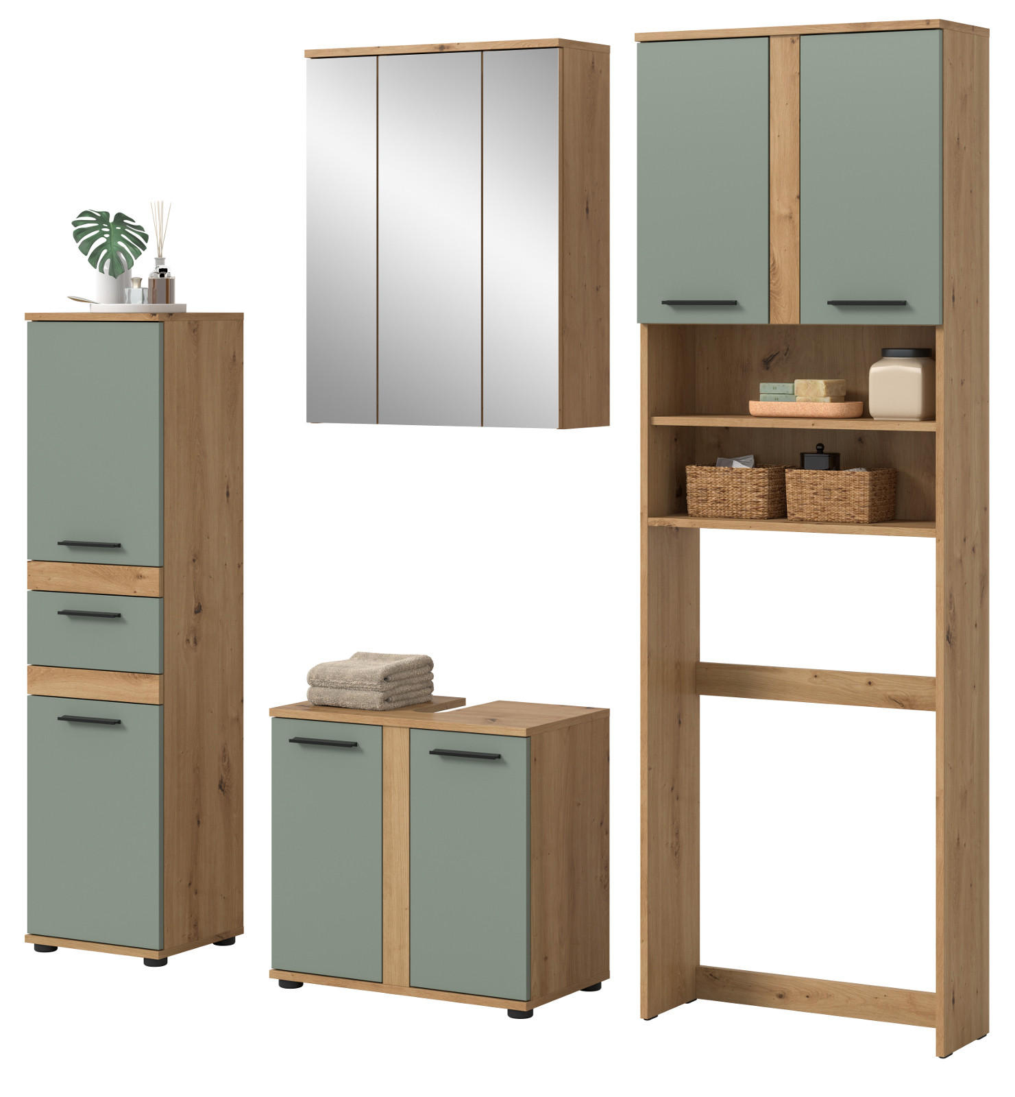 Inn.Furn Badmöbel-Set Salbeigrün 192x191x34 cm