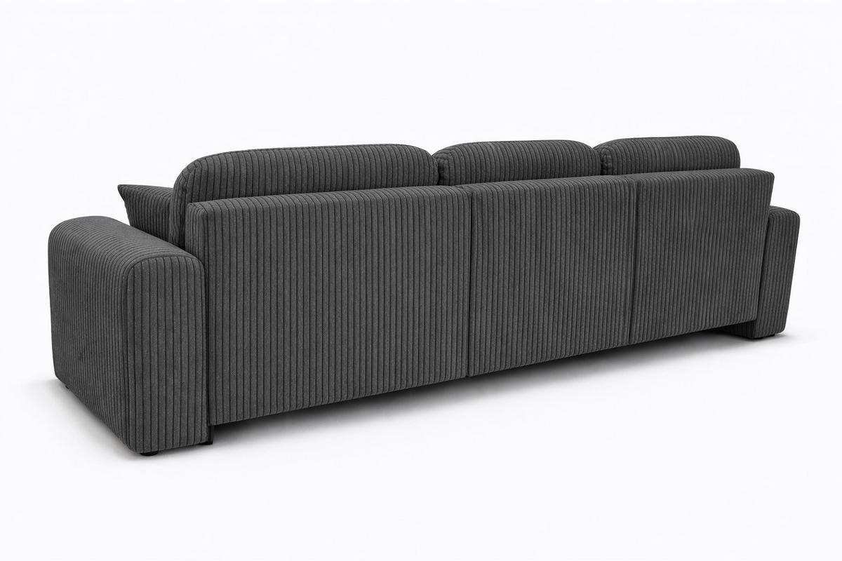 ECKSOFA Mit Schlaffunktion Und Bettkasten, Sofa L-Form Bingo L, Cordstoff Poso, Grau, Links - Grau, Holz (250/142cm) - Kaiser Möbel