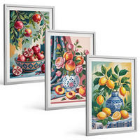 BILDER SET 3er Set - 40x60 cm Silberner Rahmen - Blumen und Früchte in Vasen - Silberfarben, Kunststoff (40/60cm) - TULUP