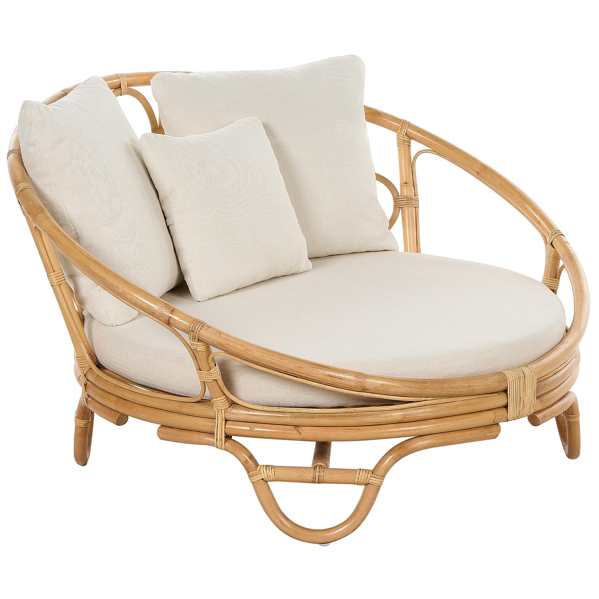 SONNENINSEL Rattan natürlich Auflagen beige ROSSANO - Beige/Naturfarben, Naturmaterialien (112/71/110cm)