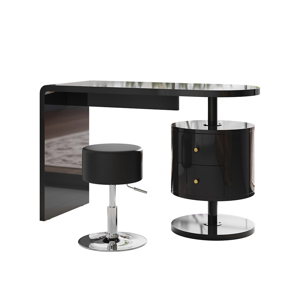 SCHMINKTISCH Lara Schwarz Hochglanz 120 cm 2 Schubladen - Schwarz Hochglanz, Holzwerkstoff (50/120/76cm) - Vicco