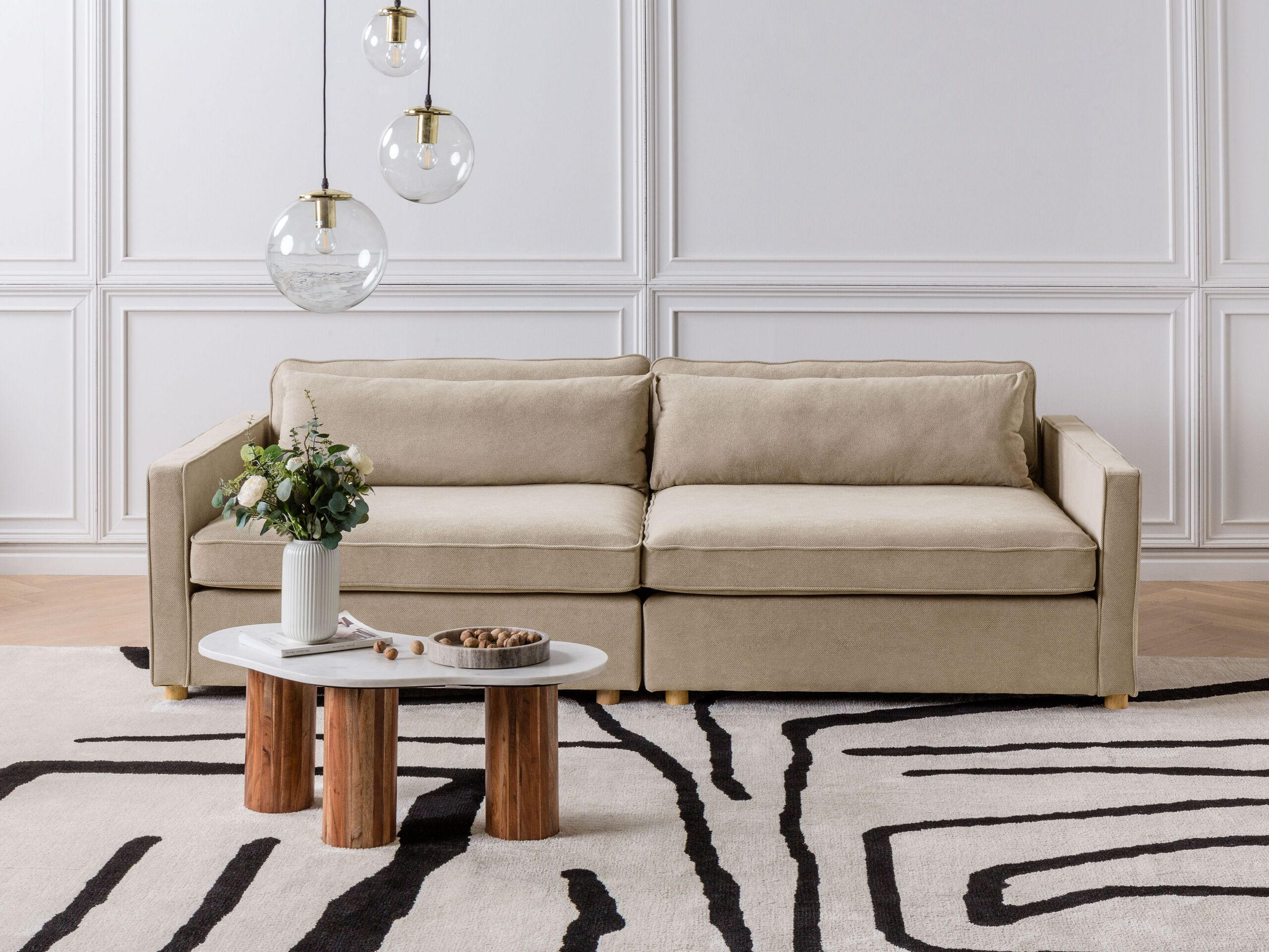 3-SITZER-SOFA taupe Vinstra - Taupe/Hellbraun, Textil (250/80/125cm) - Beliani