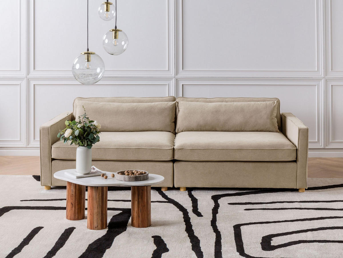 3-SITZER-SOFA taupe Vinstra - Taupe/Hellbraun, Textil (250/80/125cm) - Beliani